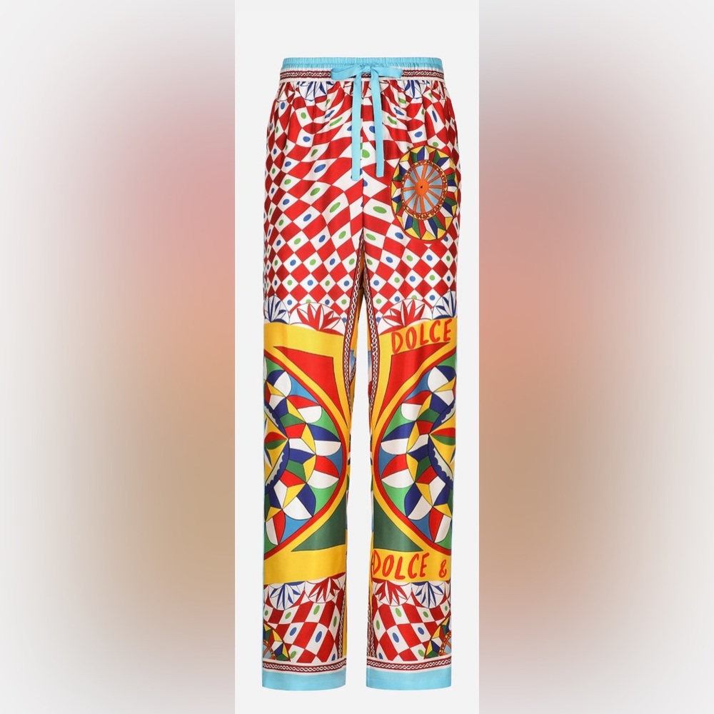 ✨ NWT Dolce & Gabbana Carretto Silk Jogger Pants Authentic Sold Out | Size 36|